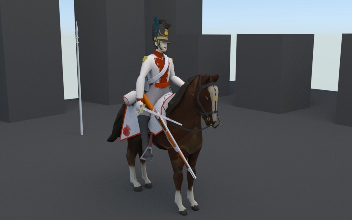 BAVARIA 1806 Dragoon line cavalery LOW POLY Napoleonic era Low-poly 3D model_5