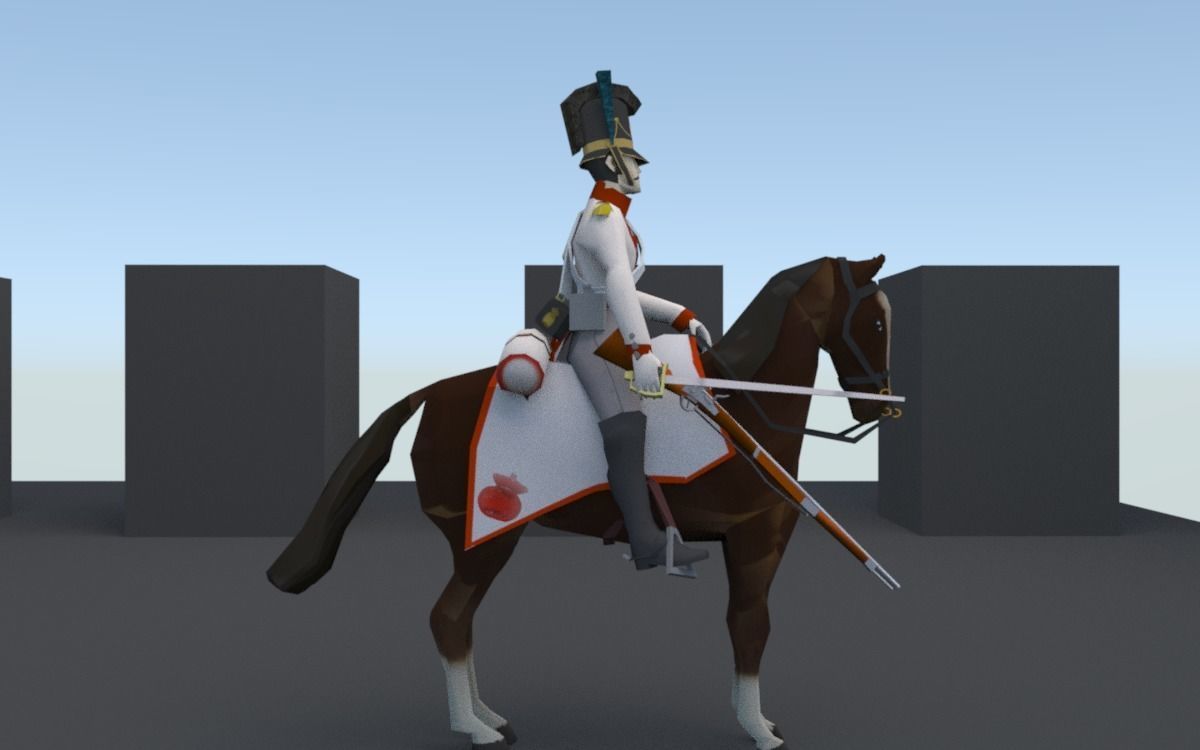 BAVARIA 1806 Dragoon line cavalery LOW POLY Napoleonic era Low-poly 3D model_10