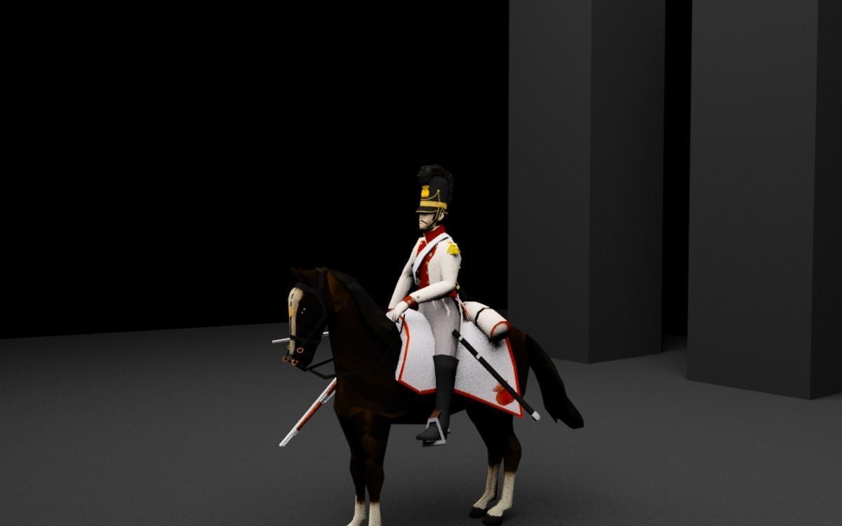 BAVARIA 1806 Dragoon line cavalery LOW POLY Napoleonic era Low-poly 3D model_11