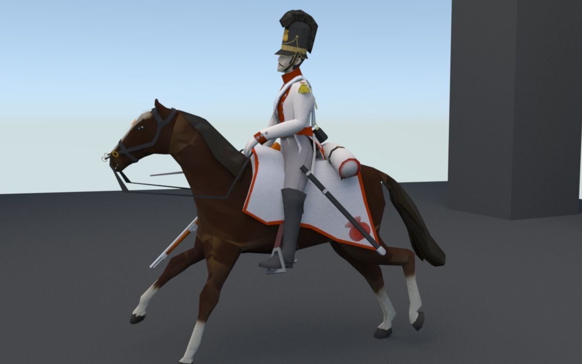 BAVARIA 1806 Dragoon line cavalery LOW POLY Napoleonic era Low-poly 3D model_9