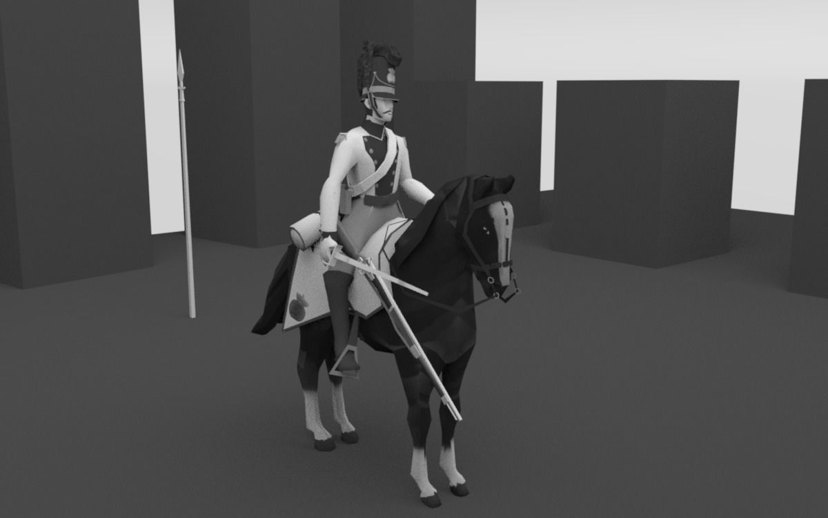 BAVARIA 1806 Dragoon line cavalery LOW POLY Napoleonic era Low-poly 3D model_6