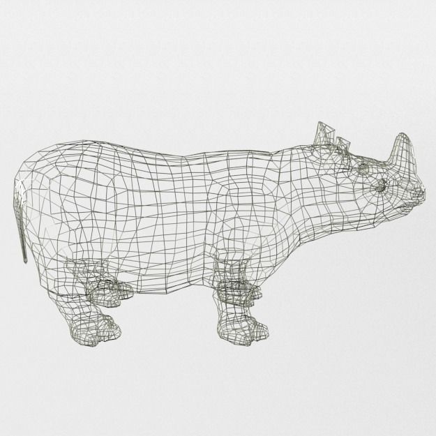 Rhino rhinoceros Low-poly 3D model_7