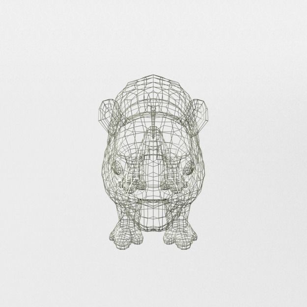 Rhino rhinoceros Low-poly 3D model_6