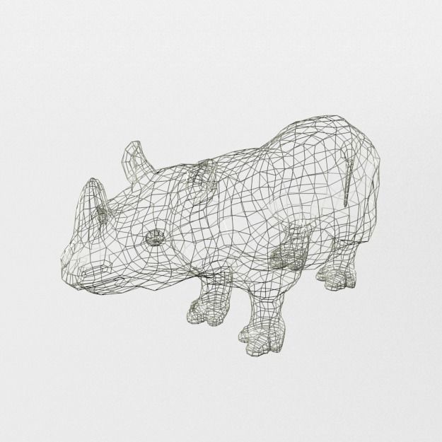 Rhino rhinoceros Low-poly 3D model_5