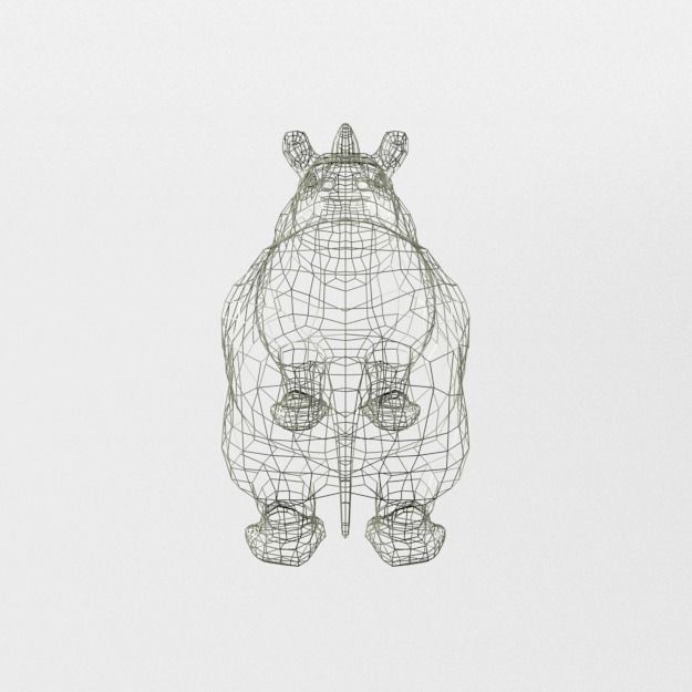 Rhino rhinoceros Low-poly 3D model_4