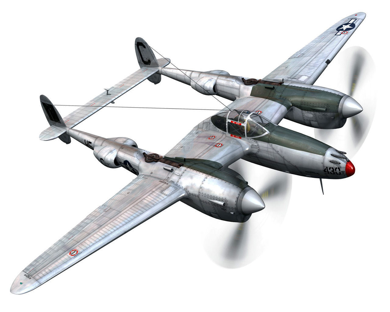 Lockheed P-38 Lightning - Gung Ho 3D model_8
