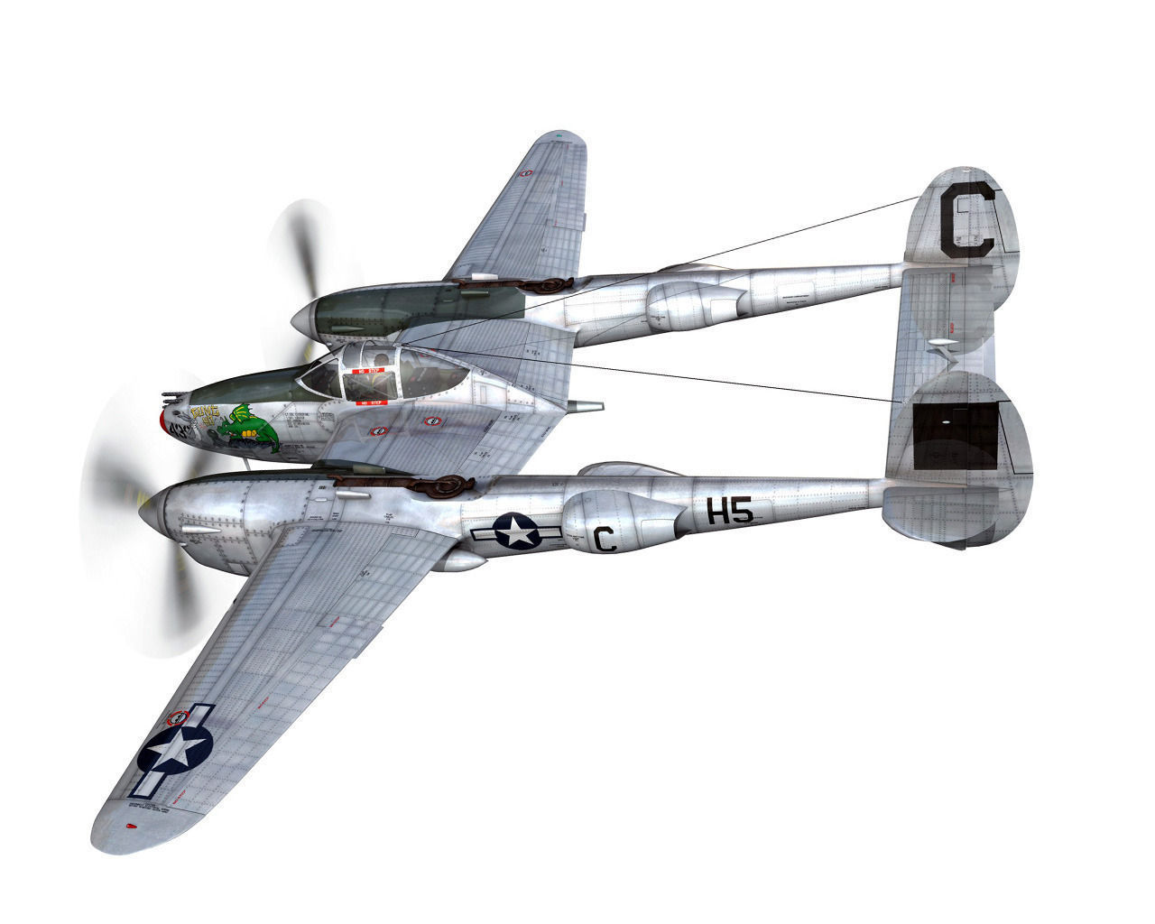 Lockheed P-38 Lightning - Gung Ho 3D model_6