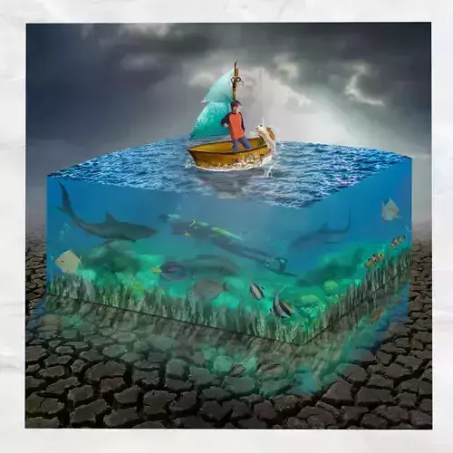Canvas Art Surreal Aquarium Low-poly 3D model