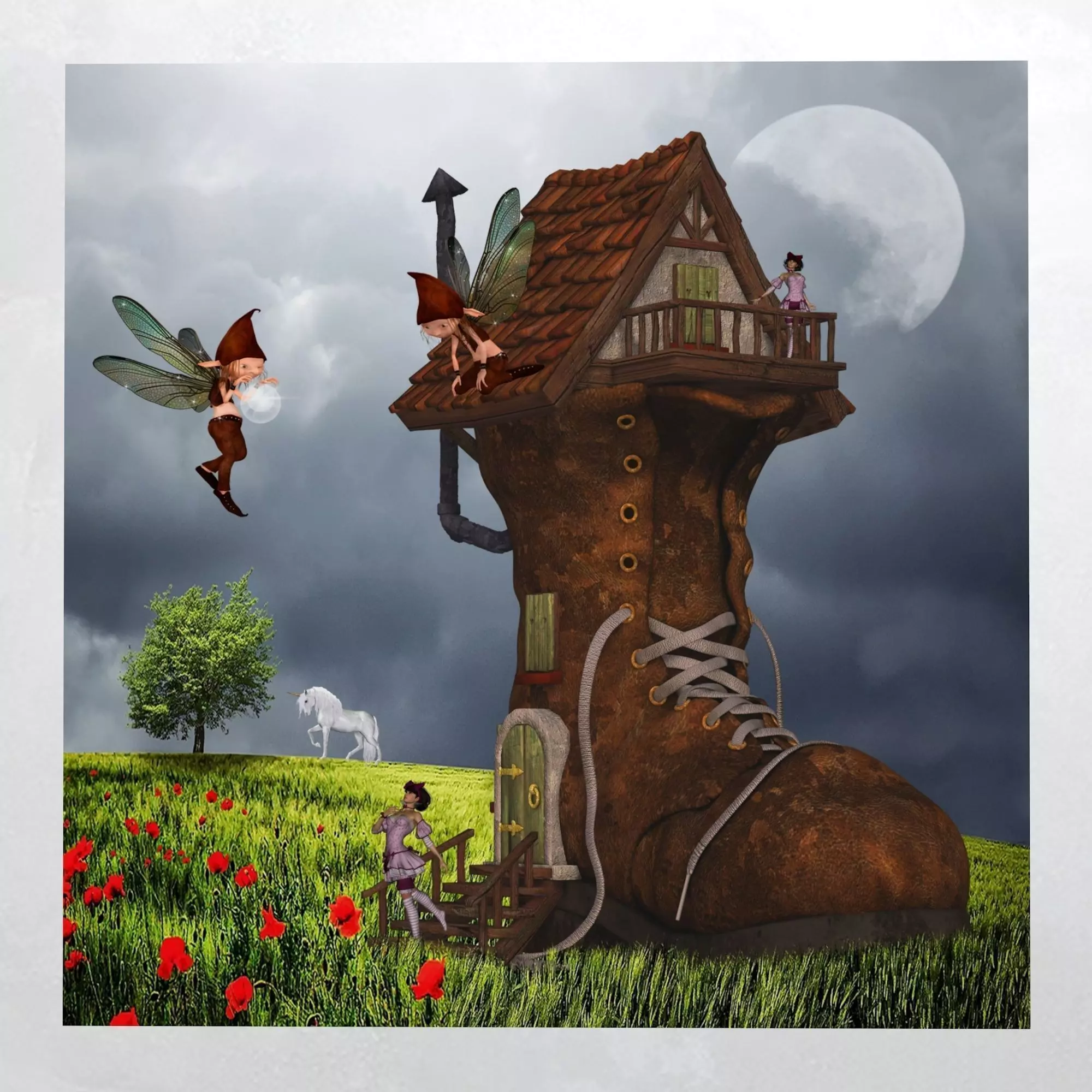 Canvas Art Fantasy Shoe House Low-poly 3D model_0