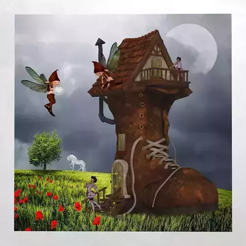 Canvas Art Fantasy Shoe House Low-poly 3D model