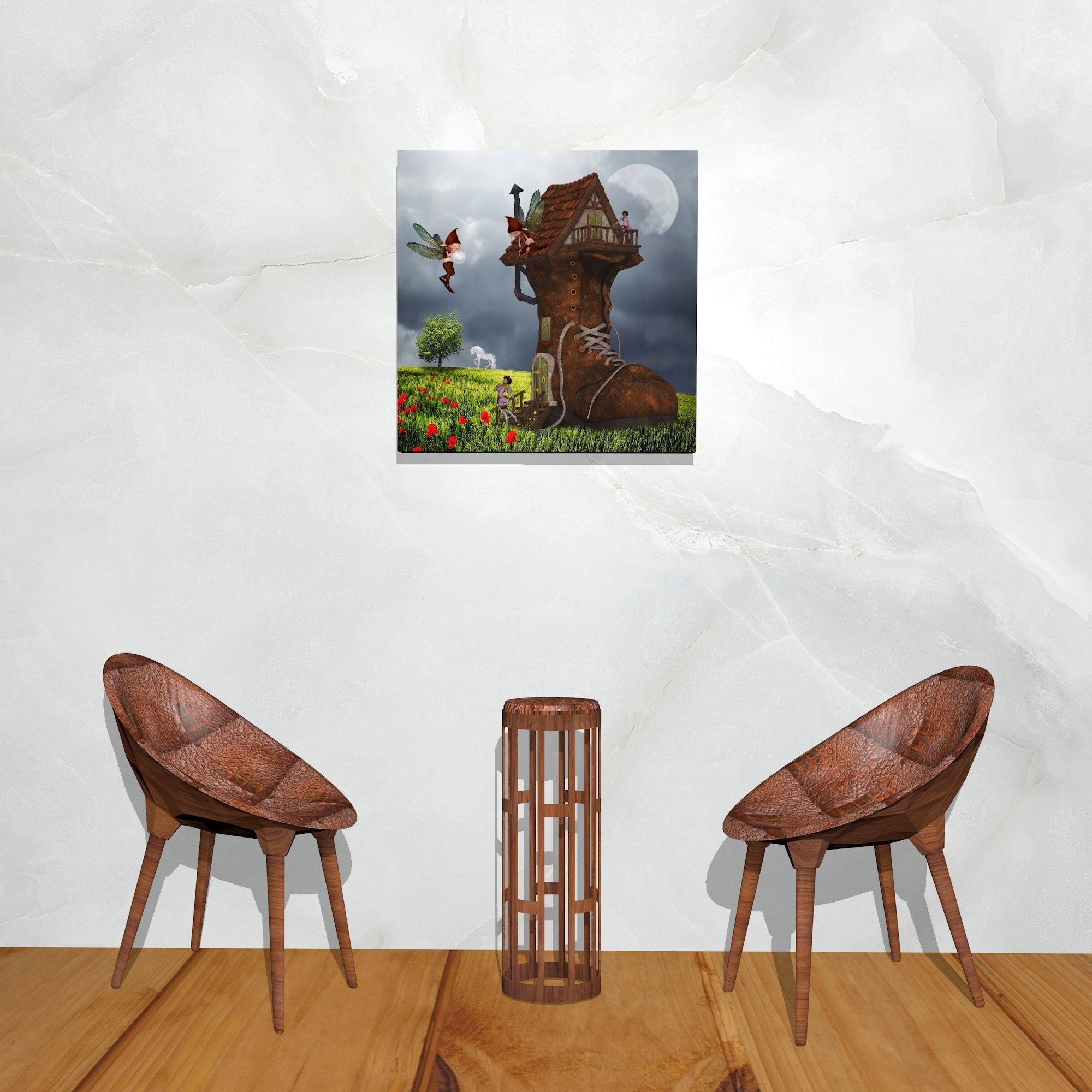 Canvas Art Fantasy Shoe House Low-poly 3D model_1