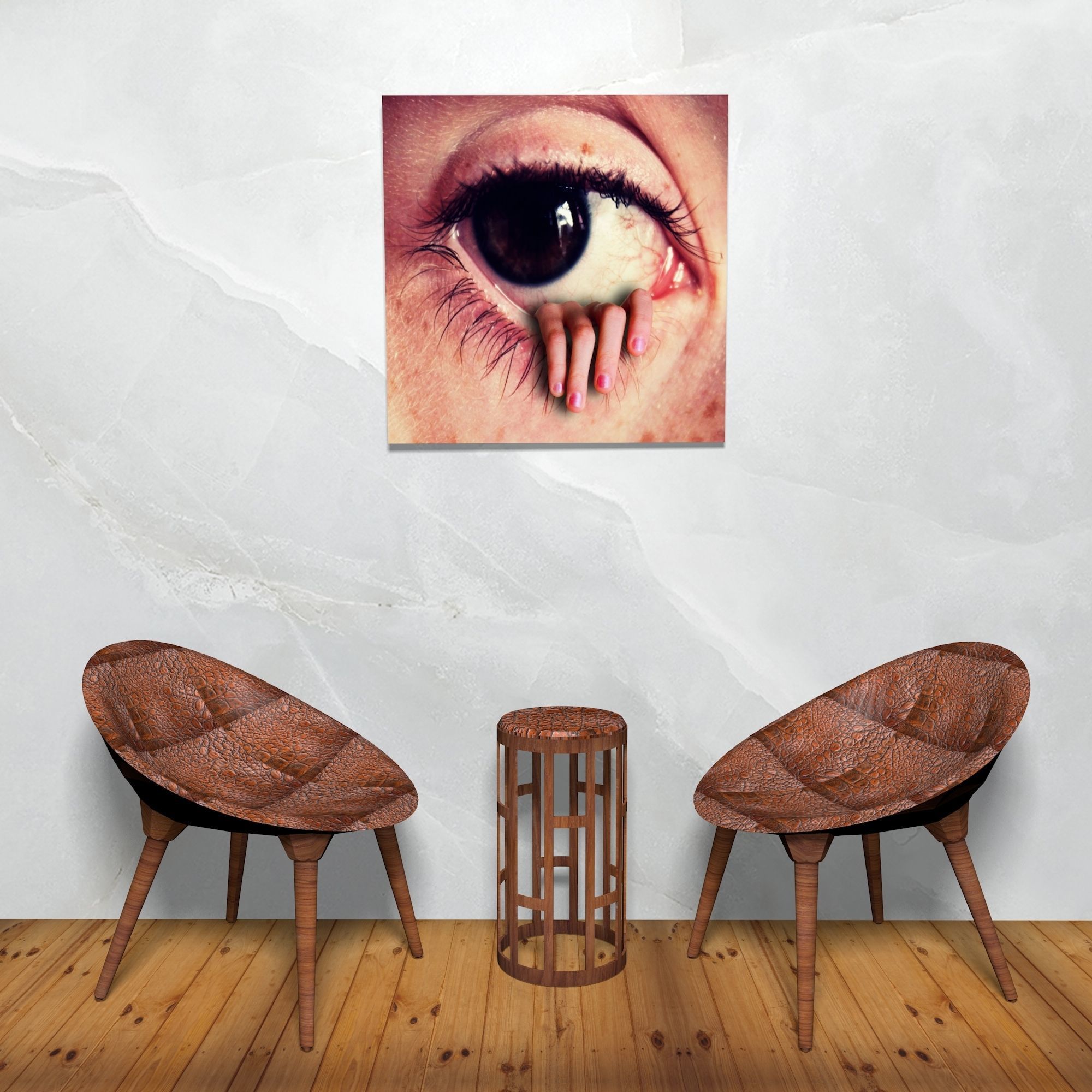 Canvas Art Horror Eye Low-poly 3D model_1