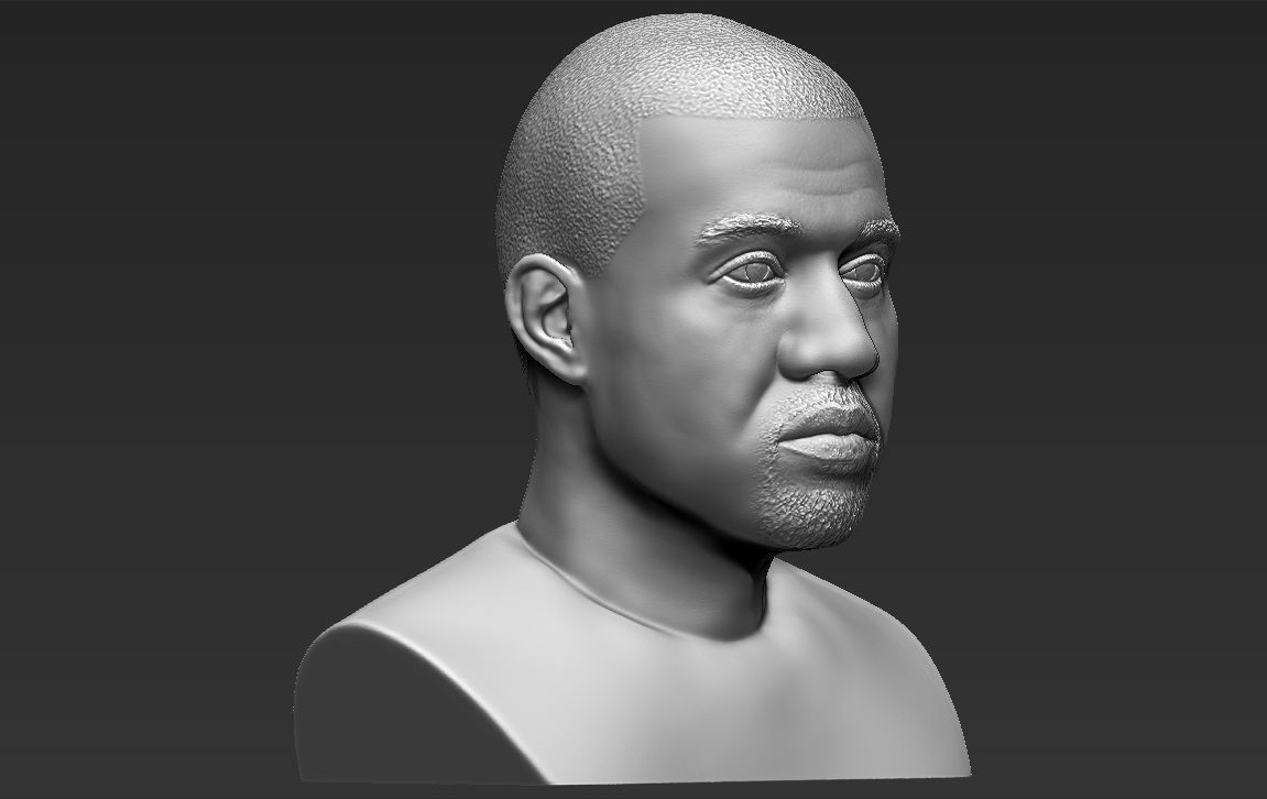 Kanye West bust 3D printing ready stl obj formats 3D print model_13