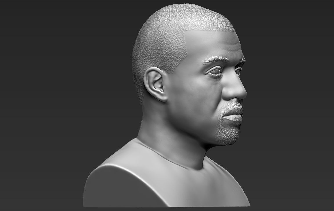 Kanye West bust 3D printing ready stl obj formats 3D print model_11