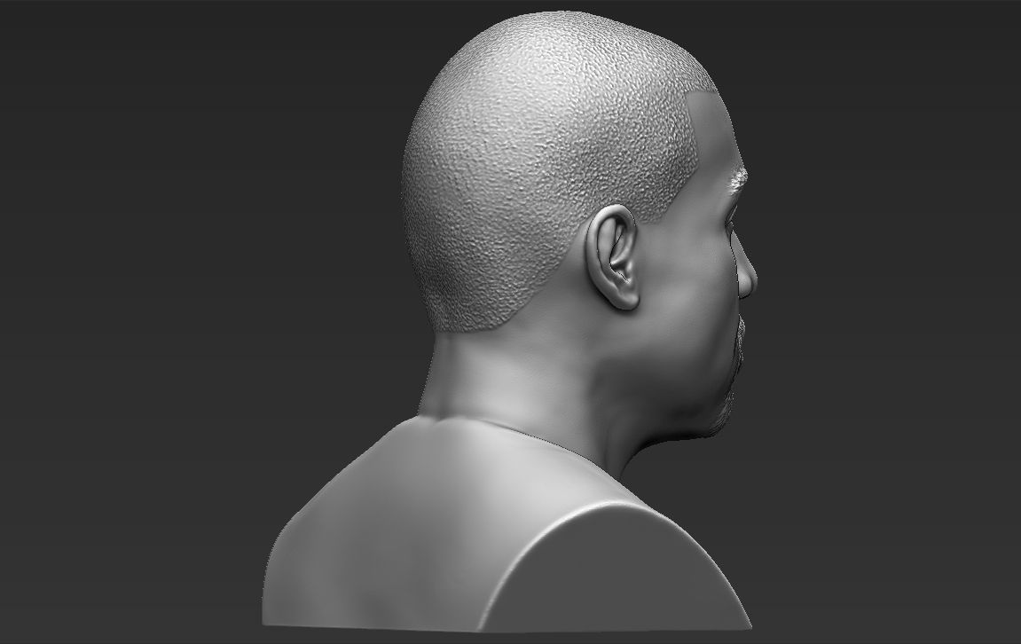 Kanye West bust 3D printing ready stl obj formats 3D print model_9