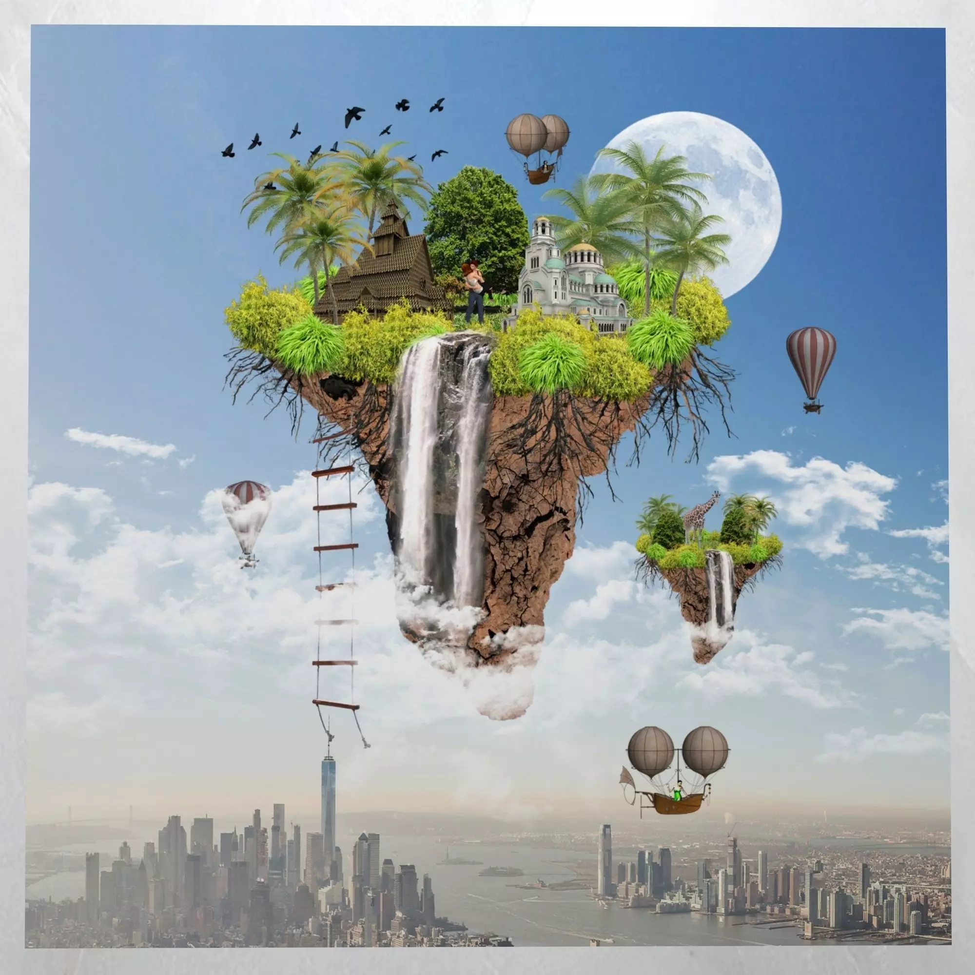 Canvas Art Surreal Floating Island Low-poly 3D model