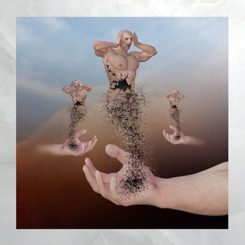 Canvas Art Disintegrating Male Figure Low-poly 3D model