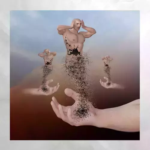 Canvas Art Disintegrating Male Figure Low-poly 3D model