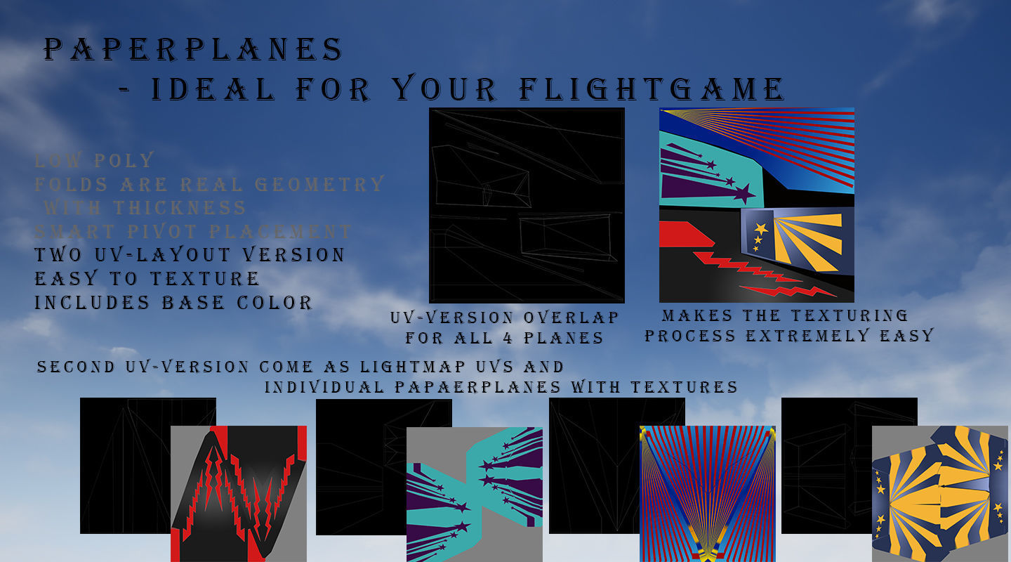 Paper plane - Package Low-poly 3D model_4