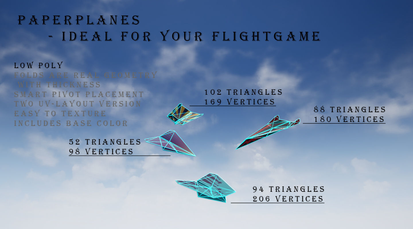 Paper plane - Package Low-poly 3D model_1