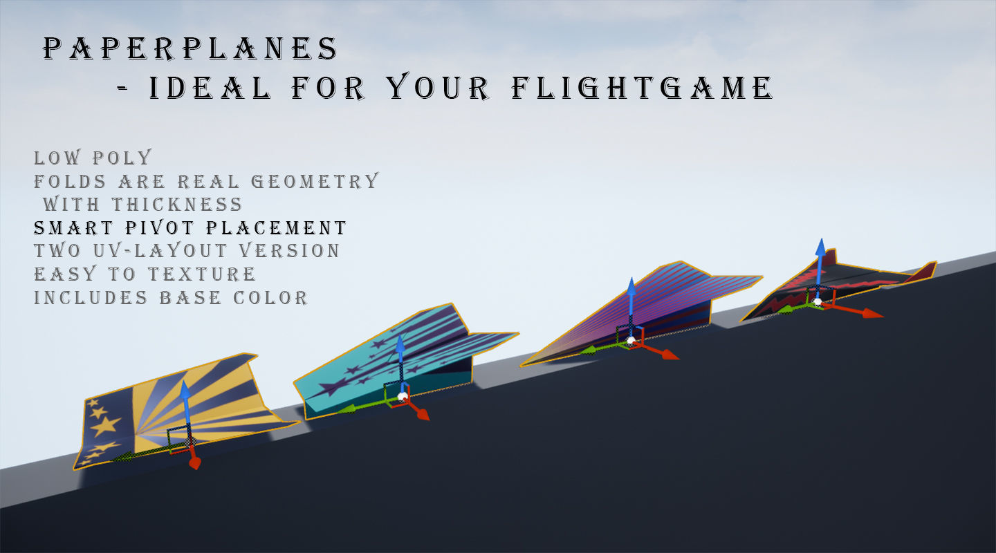 Paper plane - Package Low-poly 3D model_3