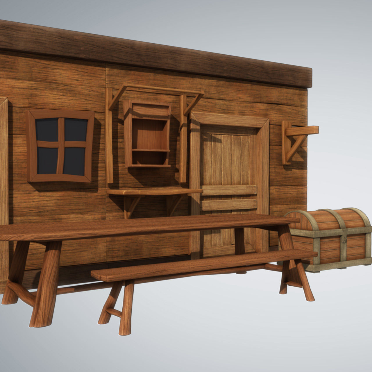 Stylized Wooden Prop Model 3D model_1