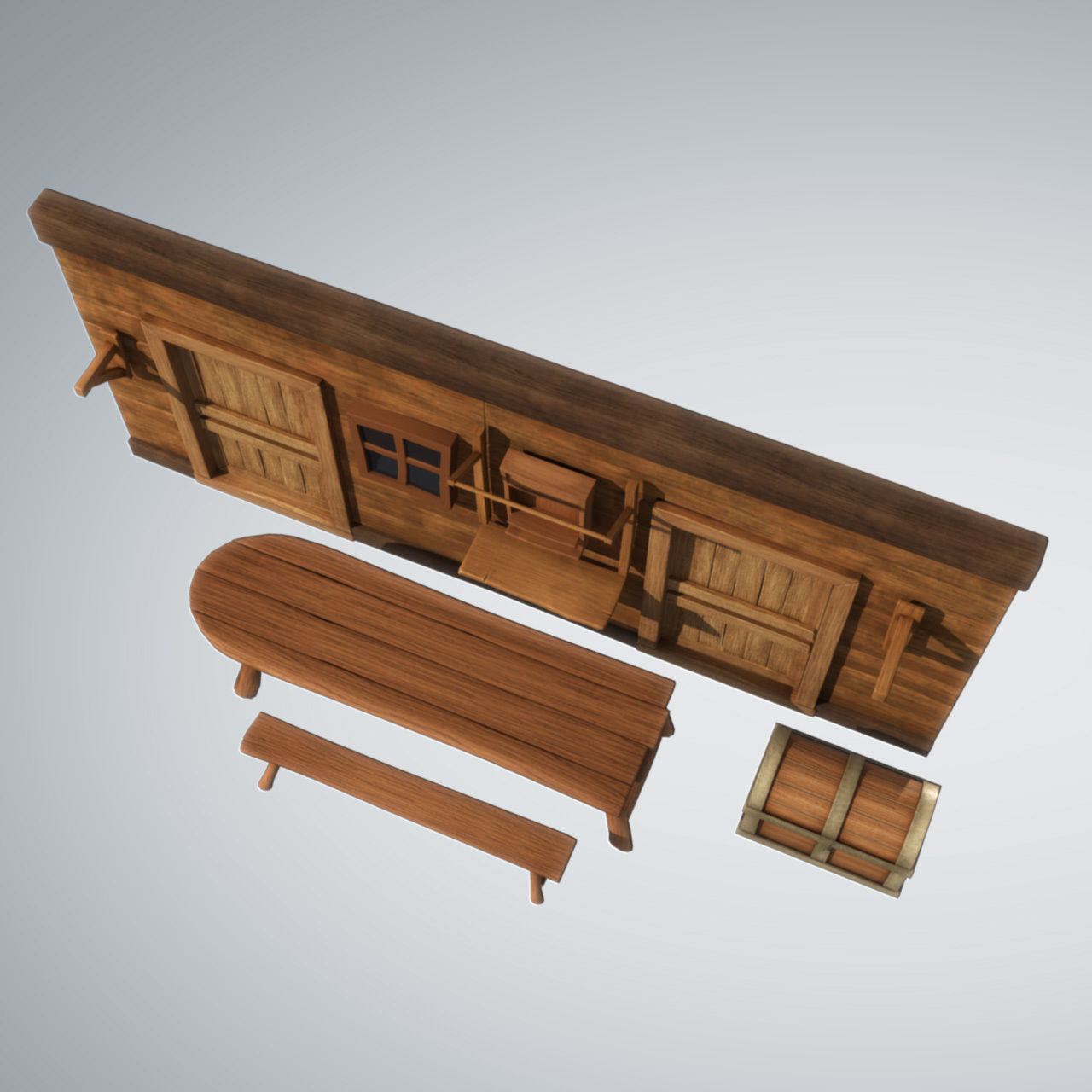 Stylized Wooden Prop Model 3D model_2