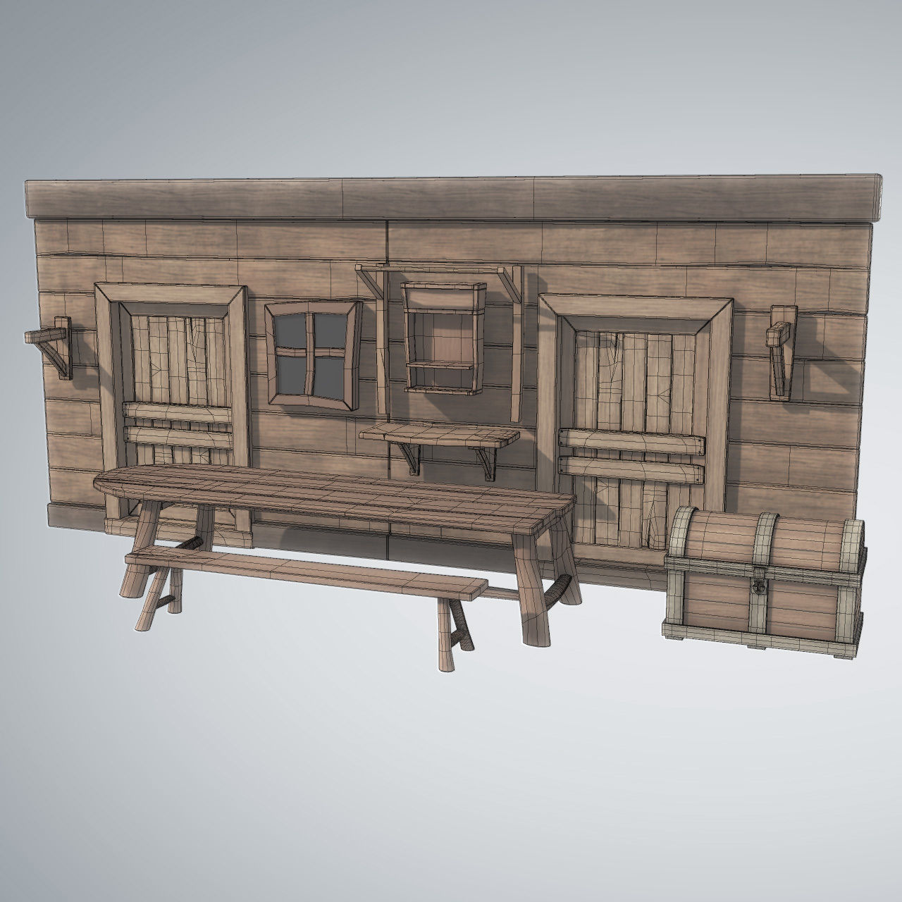 Stylized Wooden Prop Model 3D model_3