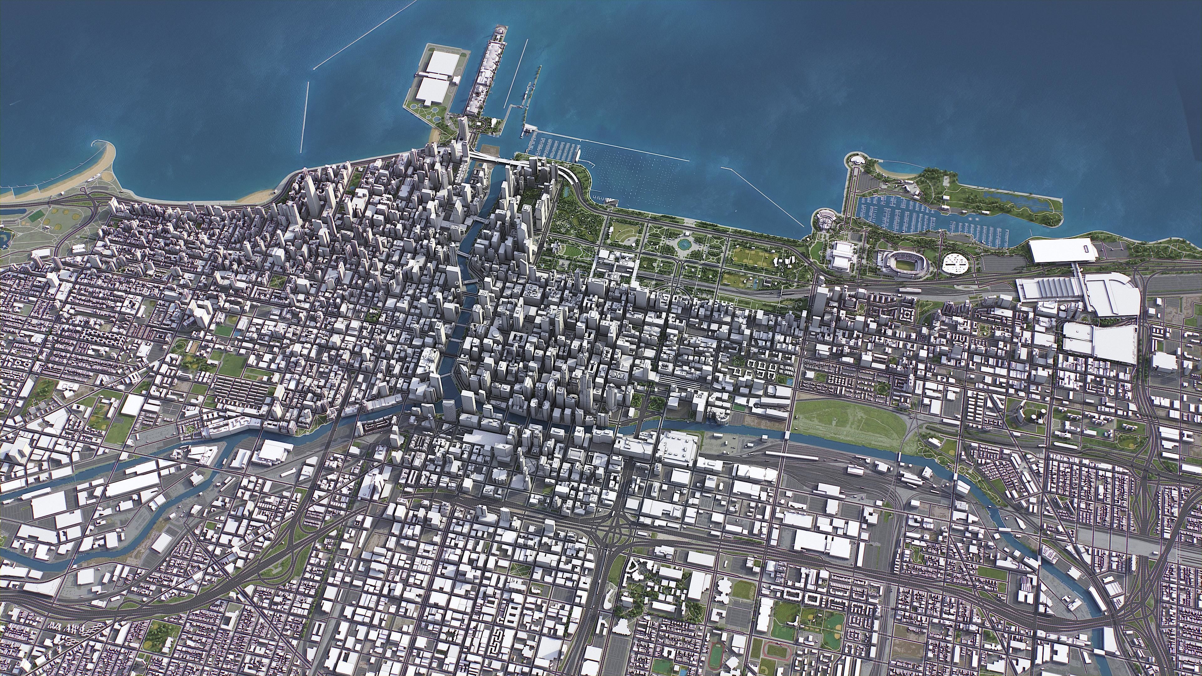 Chicago Low-poly 3D model_13
