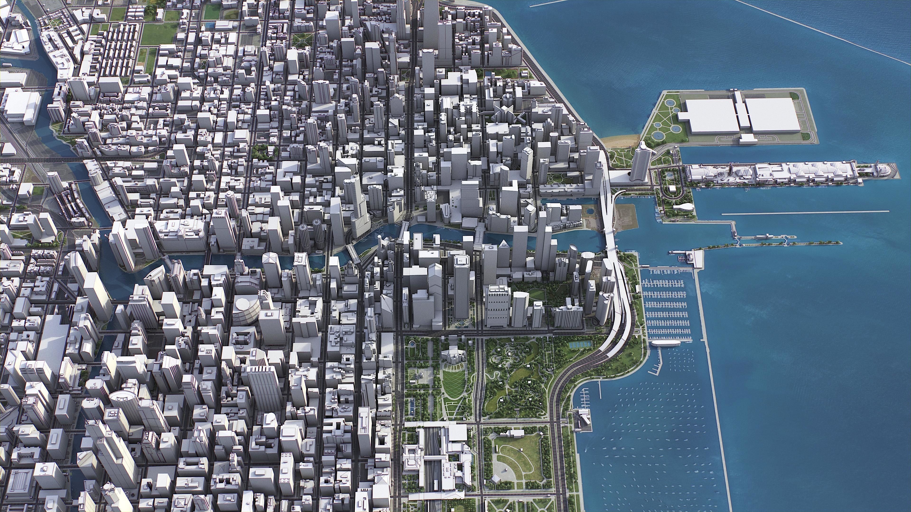Chicago Low-poly 3D model_1