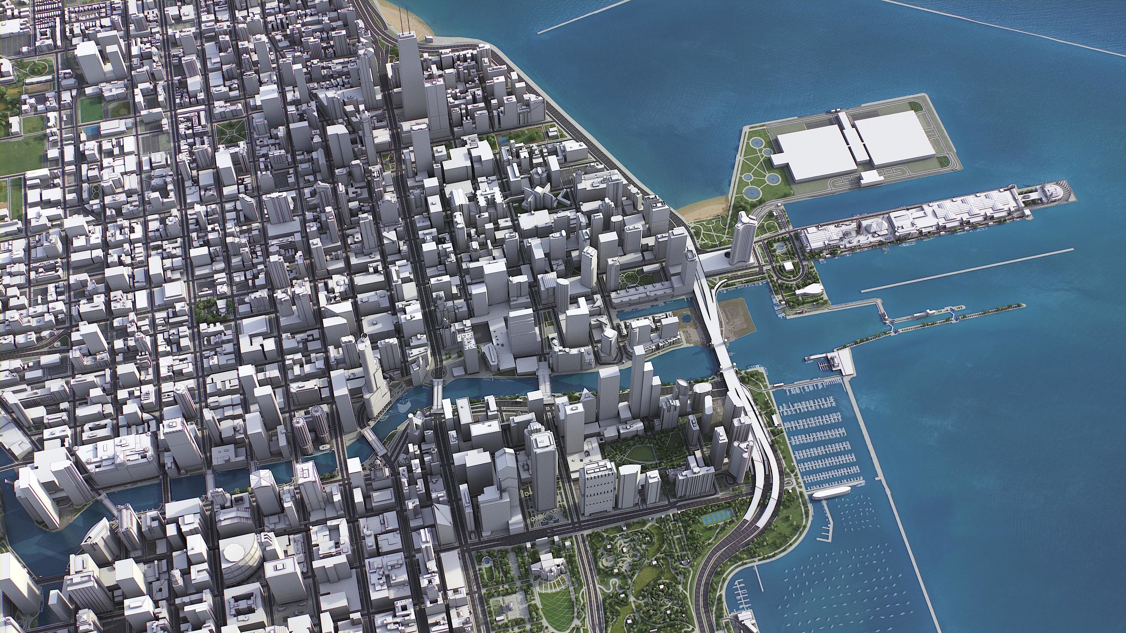 Chicago Low-poly 3D model_7