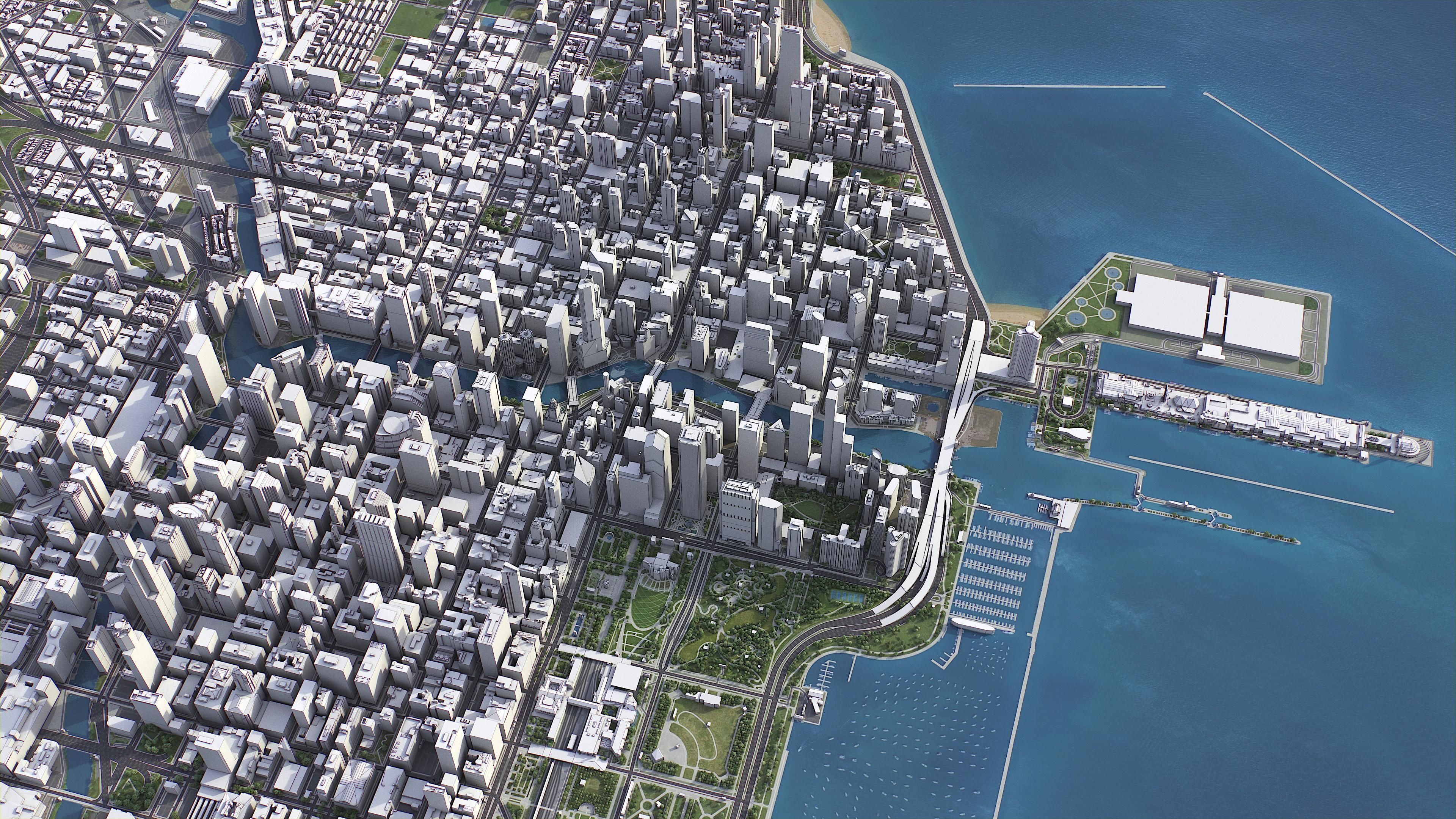 Chicago Low-poly 3D model_6