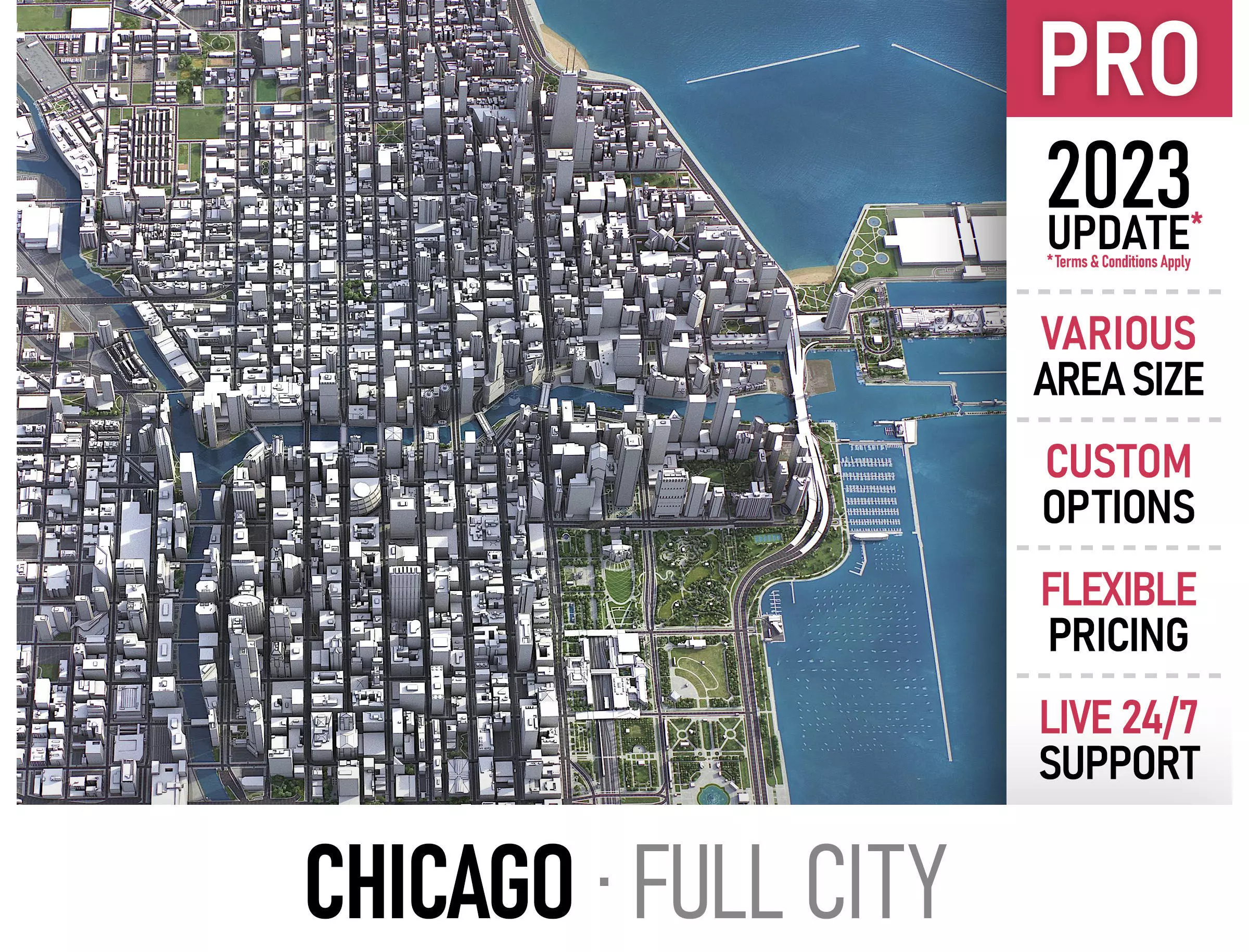 Chicago Low-poly 3D model_0