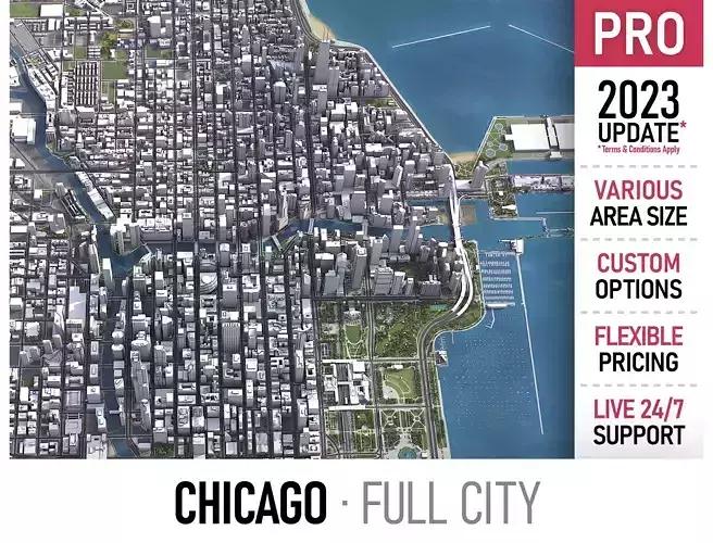 Chicago Low-poly 3D model