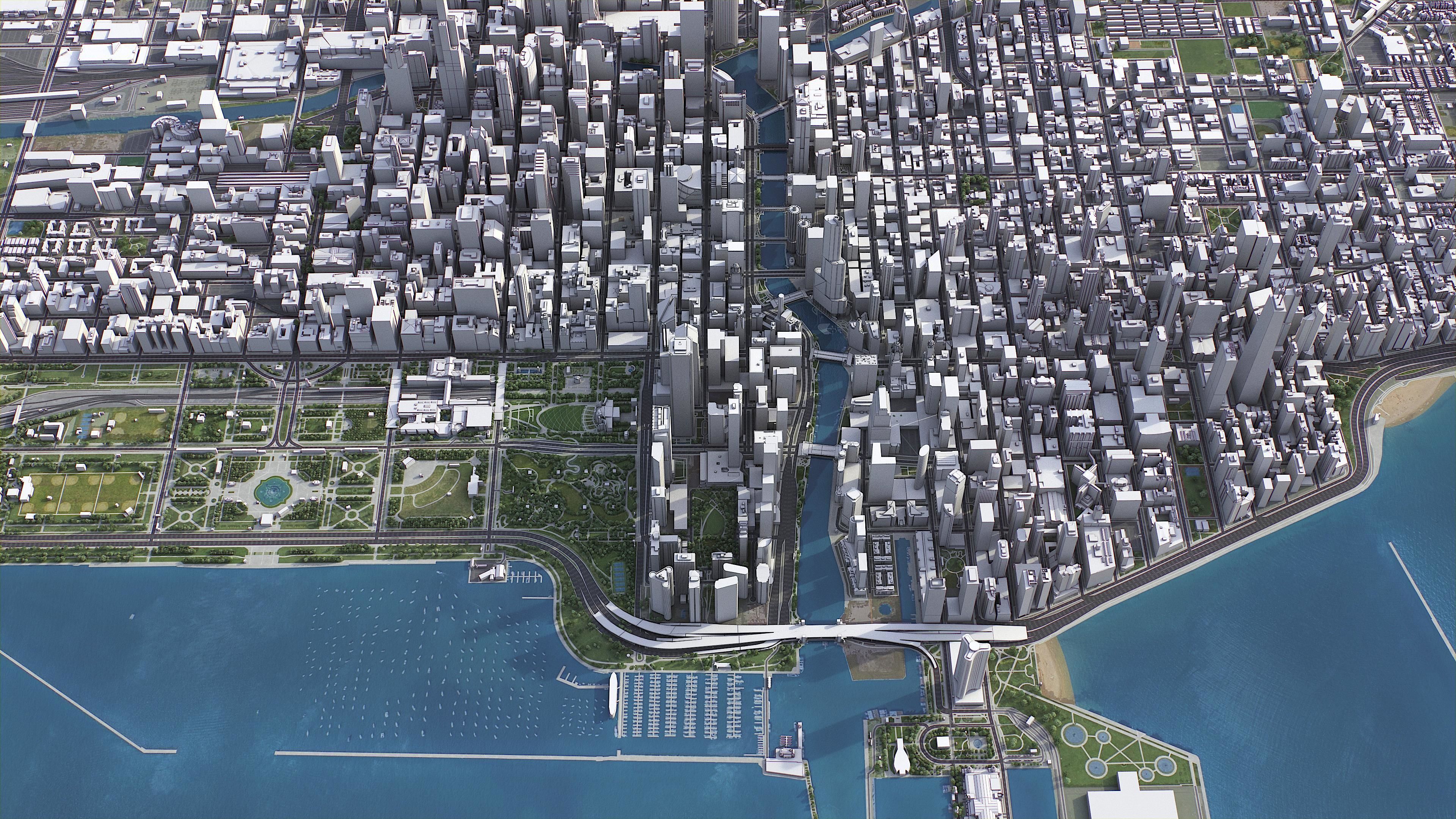 Chicago Low-poly 3D model_5