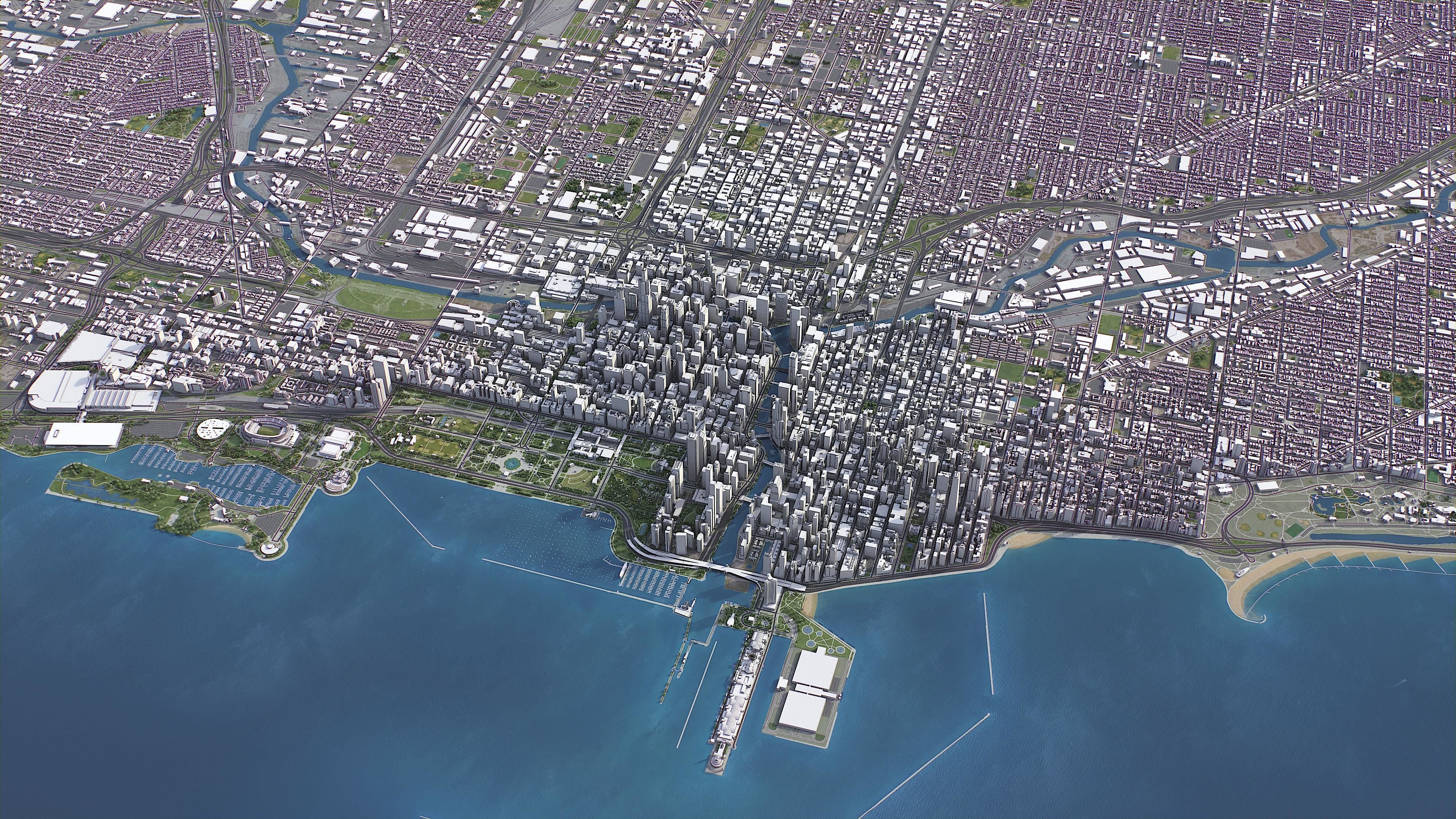 Chicago Low-poly 3D model_16