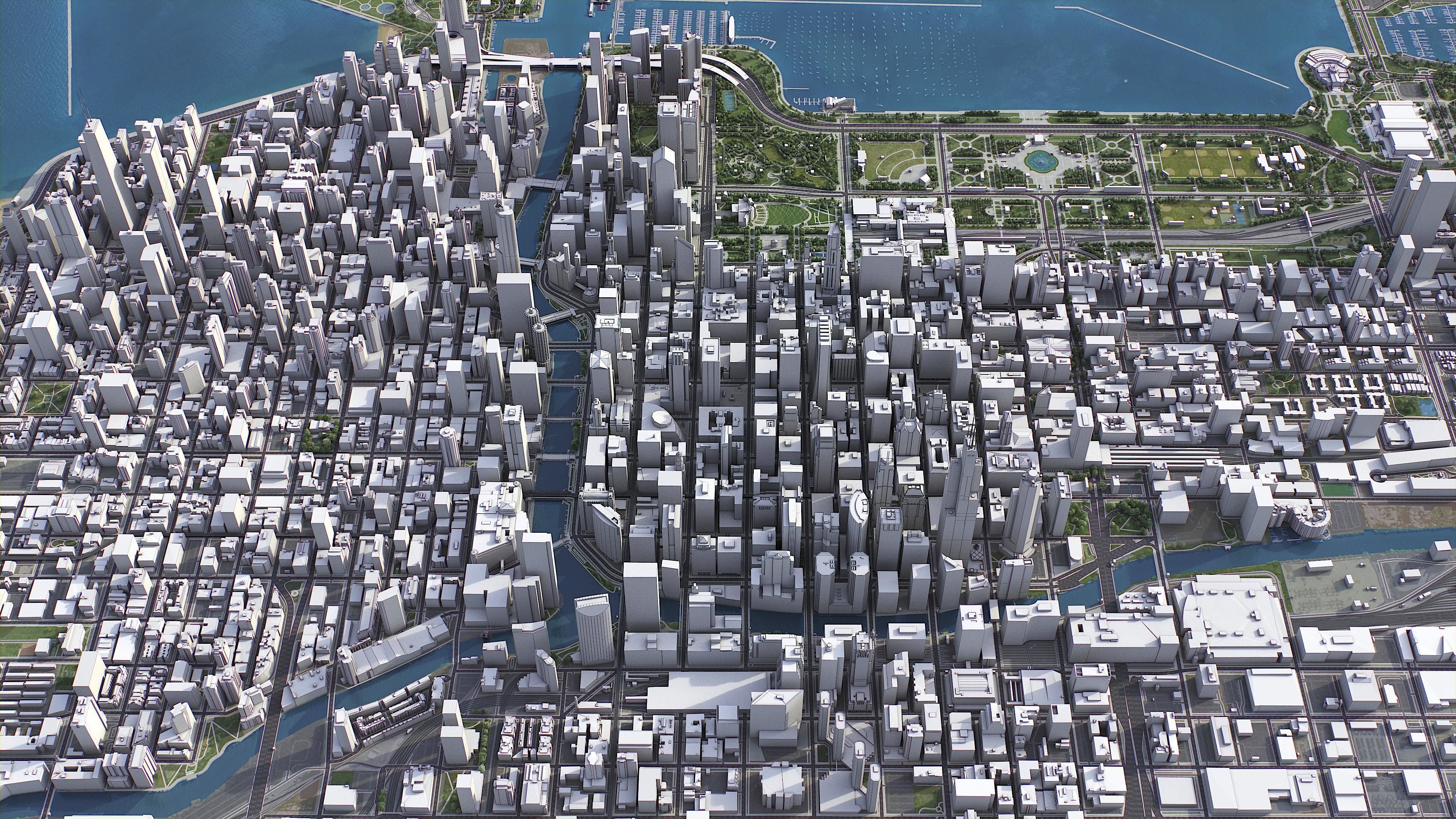 Chicago Low-poly 3D model_3