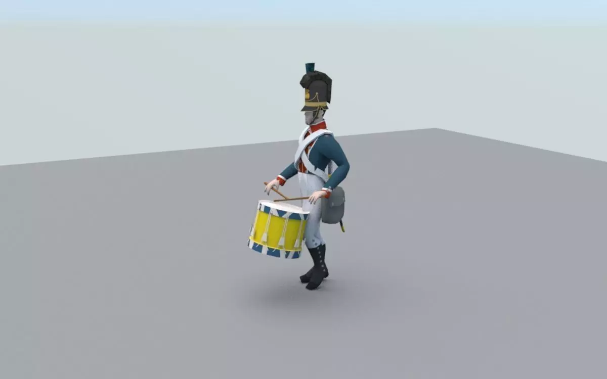 BAVARIA 1806 Bavarian line infantery drummer LOW POLY Low-poly 3D model_0