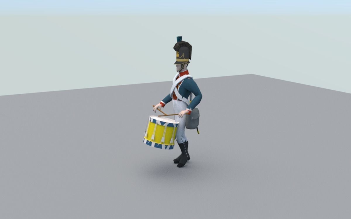BAVARIA 1806 Bavarian line infantery drummer LOW POLY Low-poly 3D model