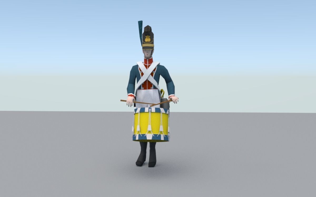 BAVARIA 1806 Bavarian line infantery drummer LOW POLY Low-poly 3D model_2