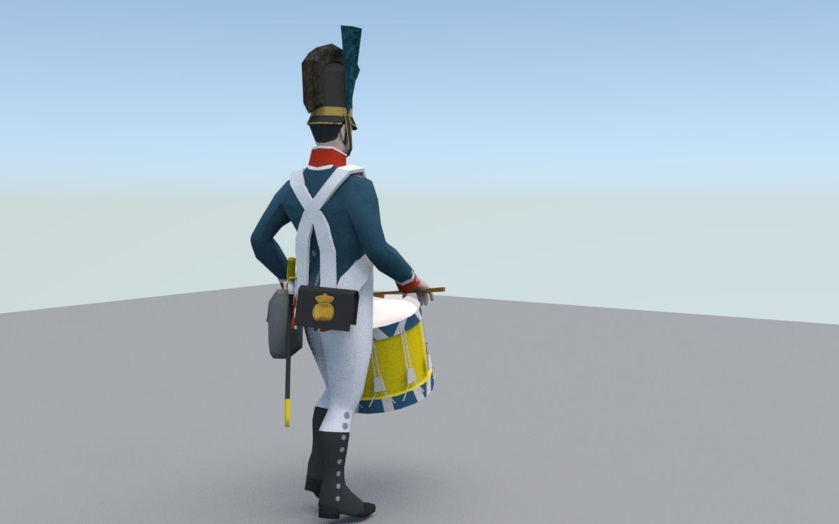 BAVARIA 1806 Bavarian line infantery drummer LOW POLY Low-poly 3D model_1