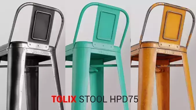 Tolix Stool HPD75 Low-poly 3D model