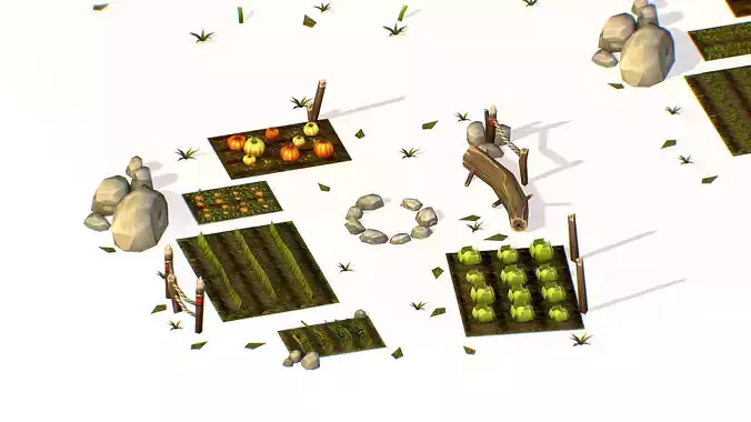 Handpaint Cartoon Garden grounds Place Gdn  Low-poly 3D model