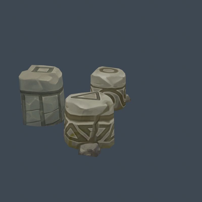 Handpaint Cartoon Stone Memorial Totem Symbol Low-poly 3D model_22