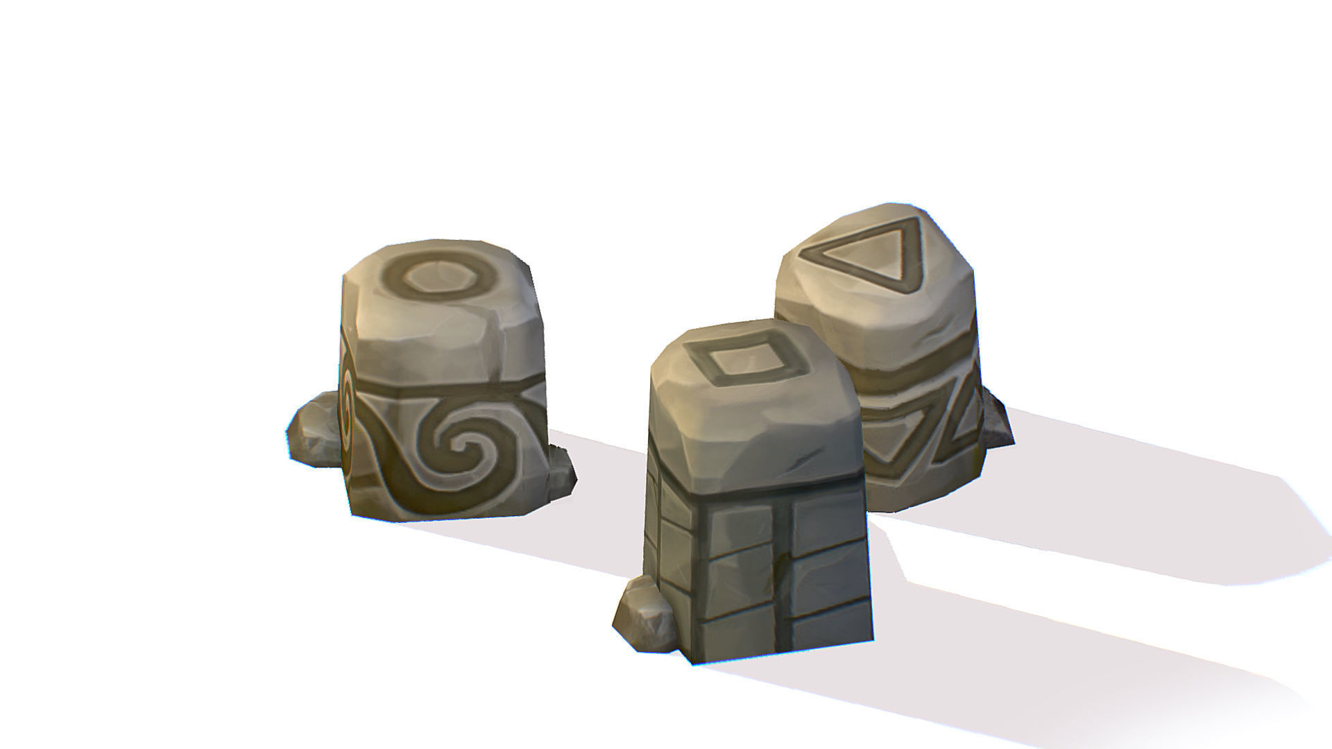 Handpaint Cartoon Stone Memorial Totem Symbol Low-poly 3D model_3