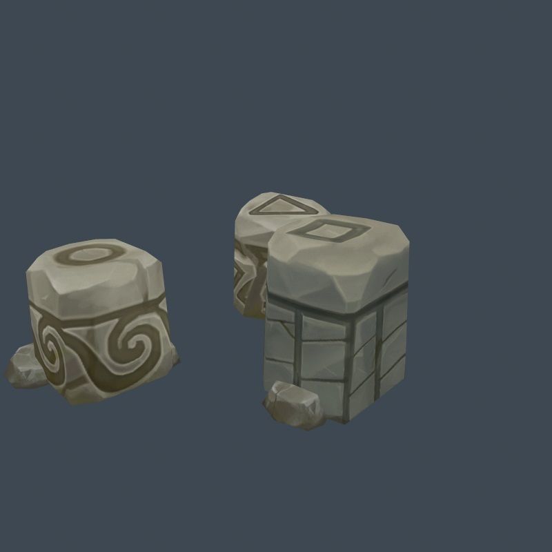 Handpaint Cartoon Stone Memorial Totem Symbol Low-poly 3D model_18
