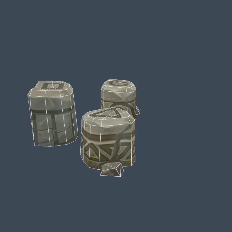 Handpaint Cartoon Stone Memorial Totem Symbol Low-poly 3D model_19