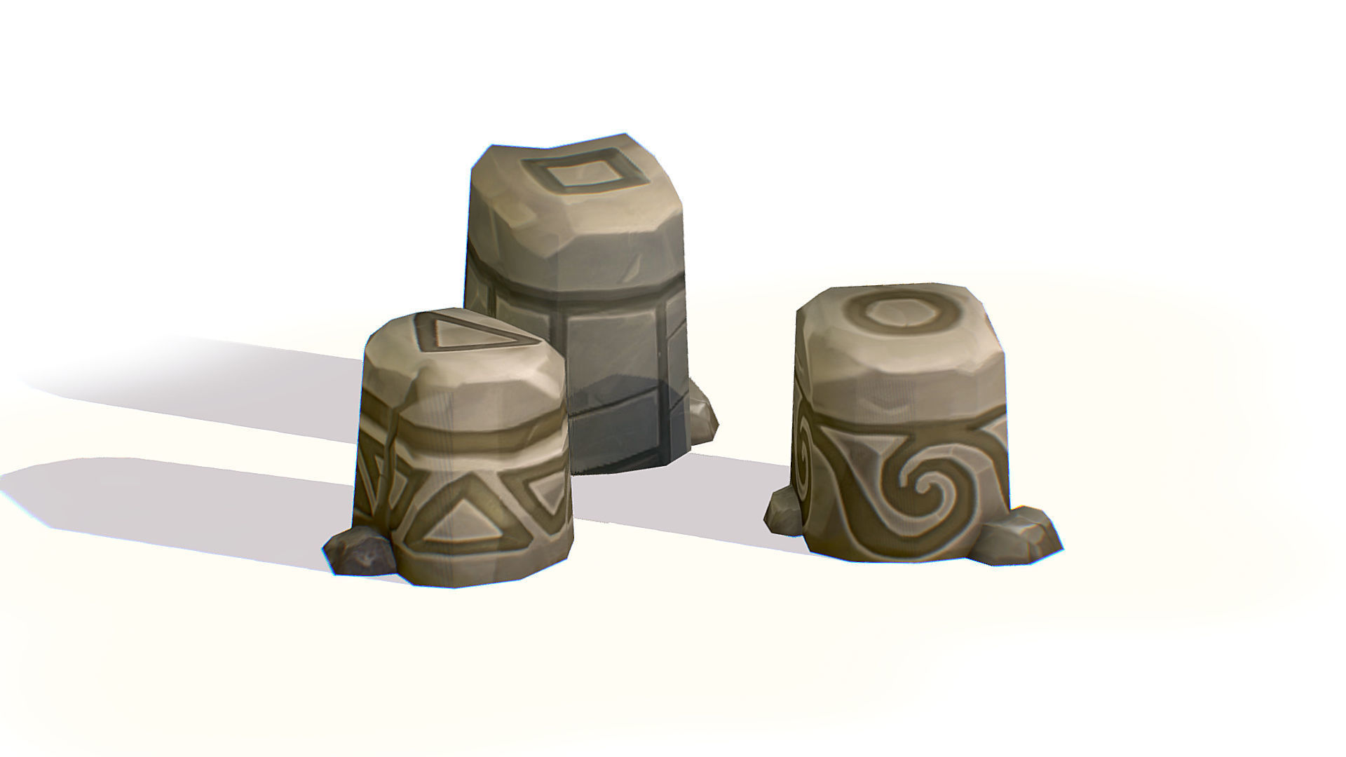 Handpaint Cartoon Stone Memorial Totem Symbol Low-poly 3D model_6