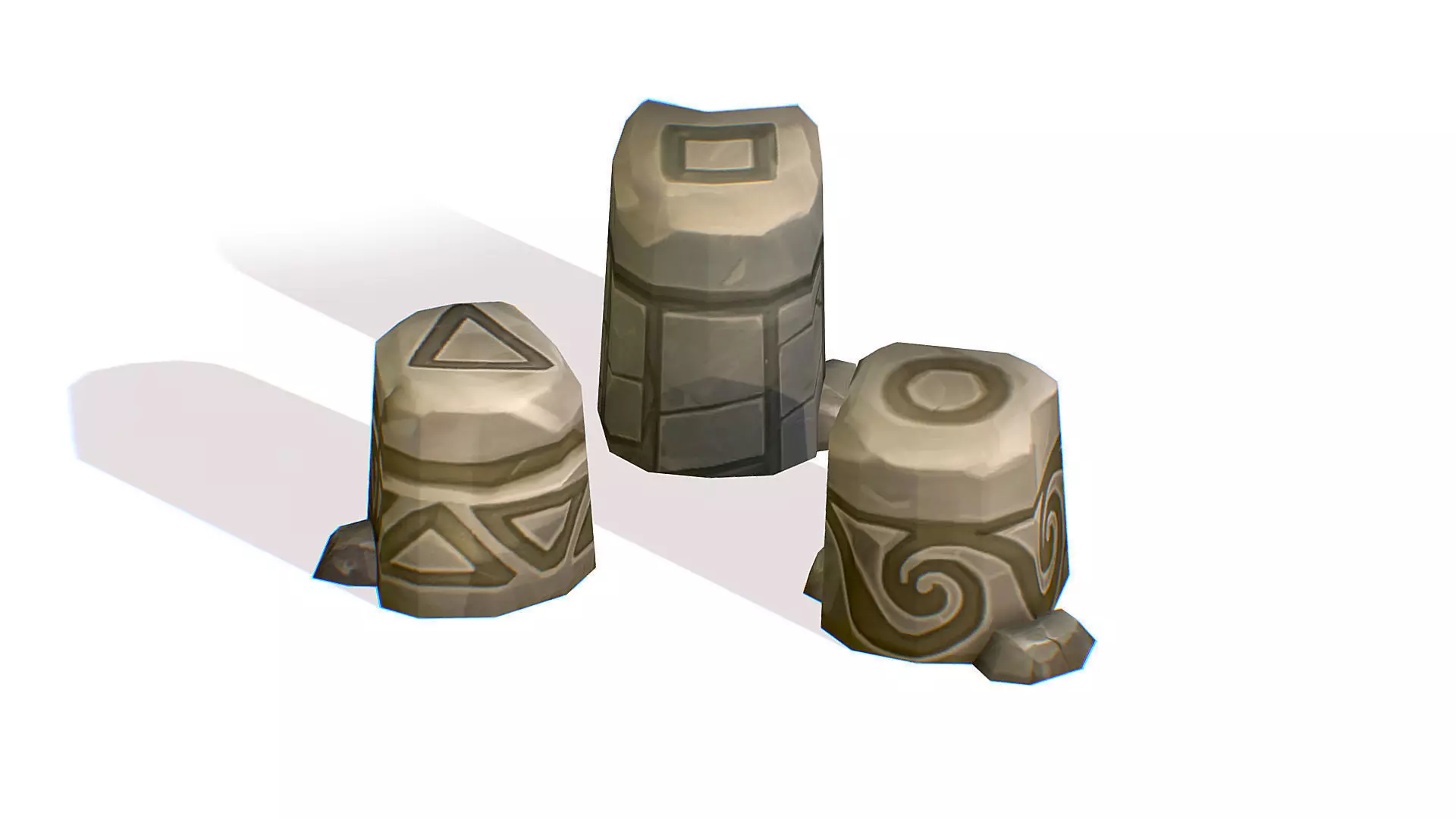 Handpaint Cartoon Stone Memorial Totem Symbol Low-poly 3D model_0