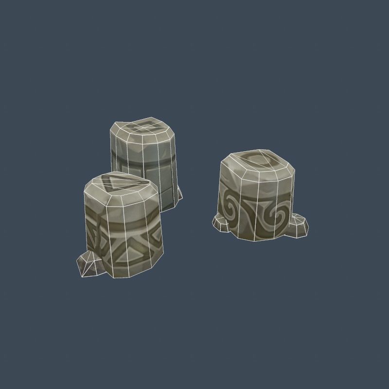 Handpaint Cartoon Stone Memorial Totem Symbol Low-poly 3D model_17